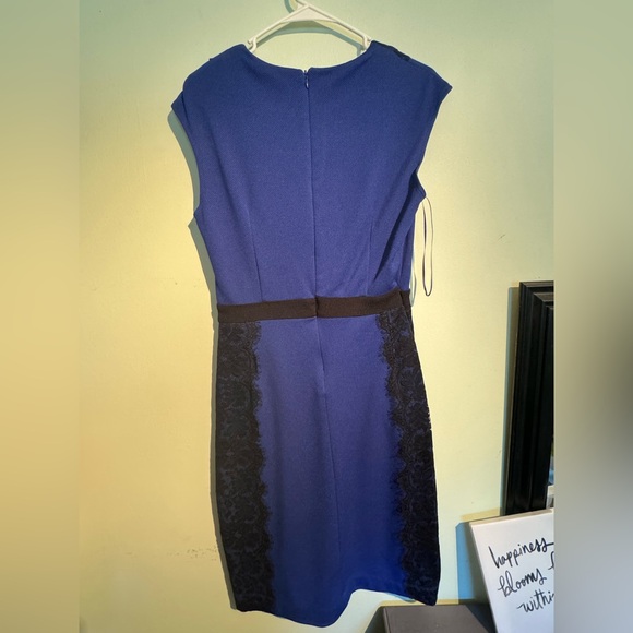 Danny and Nicole dress deep blue color with black lace trim. - Picture 2 of 2